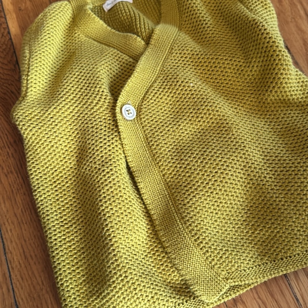 Fin & Vince cotton kimono knit mustard cardigan and overalls matching set 2/3T - Picture 3 of 11